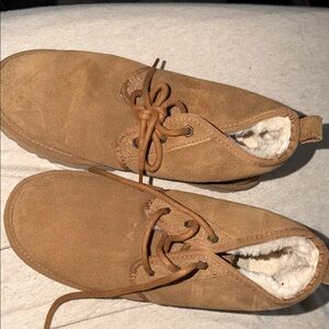 UGG Tan Suede Lace-Up Shearling-Lined Women's Boots